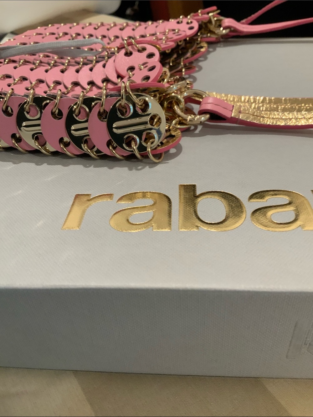 Paco Rabanne Pink Gold-Link Shoulder Bag - Picture 5 of 5